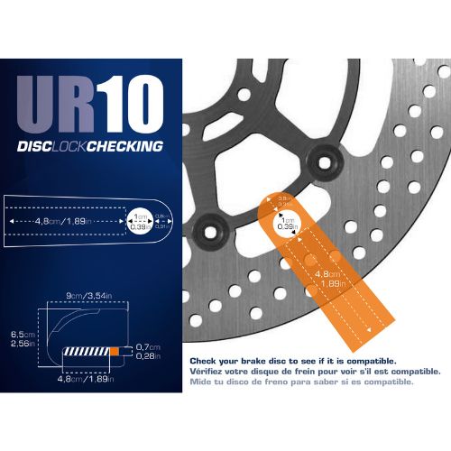 URBAN SECURITY UR10 - Candado Antirrobo Moto Disco Alarma 120dBA Doble  Cierre ø10 homologado SRA 